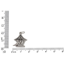 Load image into Gallery viewer, Sterling Silver, 17.7mm Width by 4.9mm Length by 19.2mm Height, Birds in Birdhouse Charm. Quantity Per Pack: 1 Piece.