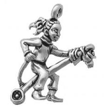 Load image into Gallery viewer, Charms. Sterling Silver, 11.4mm Width by 15.2mm Length by 22.6mm Height, Child Riding Stick Horse Charm. Quantity Per Pack: 1 Piece.