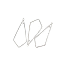 Load image into Gallery viewer, Sterling Silver, 21.0mm Width by 49.4mm Length, Kite Chandelier With 2.8mm Width / Length Smooth Fix Ring on the top of inside and outside of the Chandelier. Quantity Per Pack: 6 Pieces.