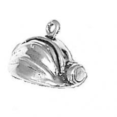 Charms. Sterling Silver, 16.4mm Width by 12.2mm Length by 11.6mm Height, Miner's Helmet Charm. Quantity Per Pack: 1 Piece.