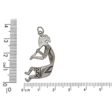 Load image into Gallery viewer, Sterling Silver, 25.8mm Width by 7.4mm Length by 32.0mm Height, Kokopelli Charm. Quantity Per Pack: 1 Piece.