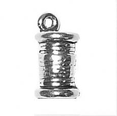 Charms. Sterling Silver, 7.1mm Width by 7.1mm Length by 14.1mm Height, Spool of Thread Charm. Quantity Per Pack: 1 Piece.