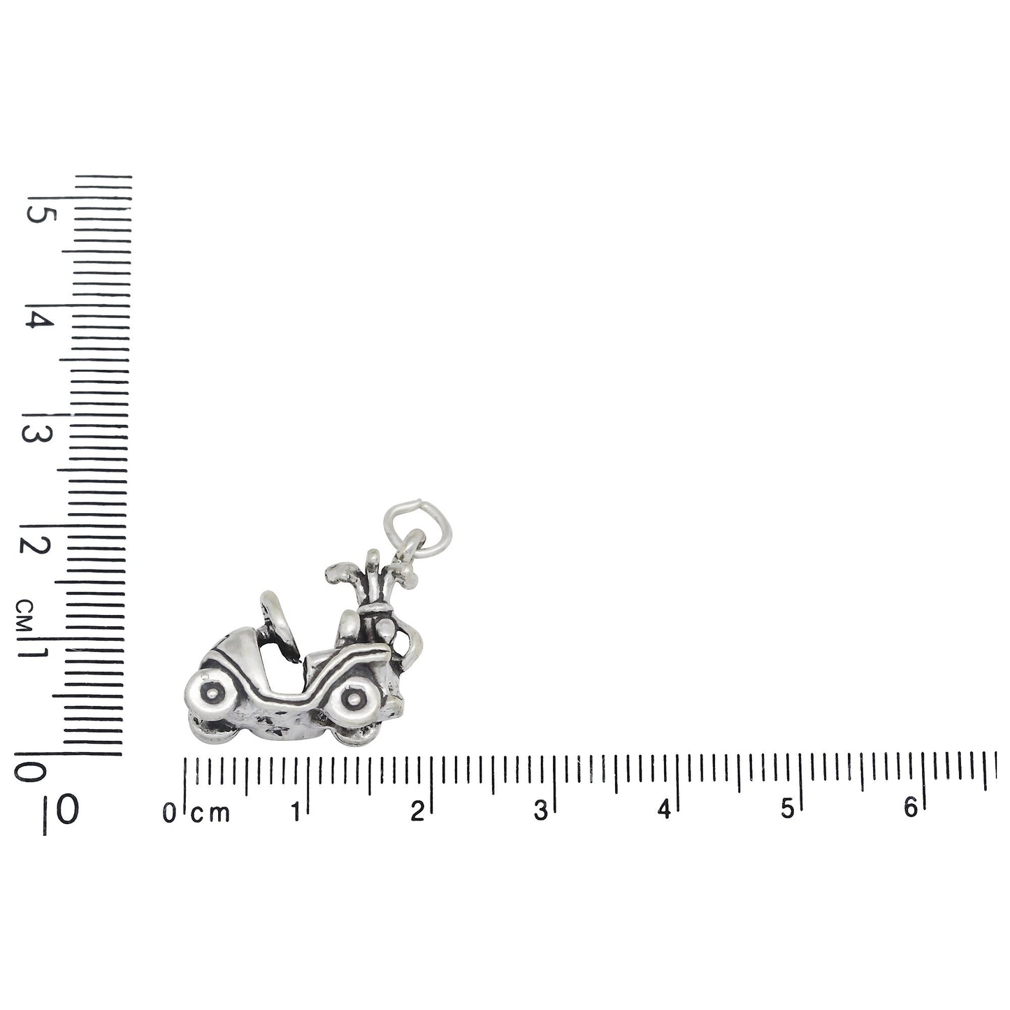 Sterling Silver, 10.7mm Width by 19.7mm Length by 19.4mm Height, Golf Cart Charm. Quantity Per Pack: 1 Piece.