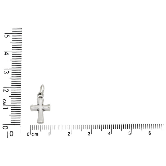 Sterling Silver, 9.9mm Width by 2.0mm Length by 16.6mm Height, Cross Charm. Quantity Per Pack: 1 Piece.