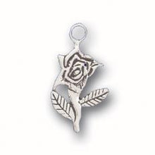 Load image into Gallery viewer, Charms. Sterling Silver, 11.6mm Width by 1.6mm Length by 20.2mm Height, Rose Charm. Quantity Per Pack: 1 Piece.