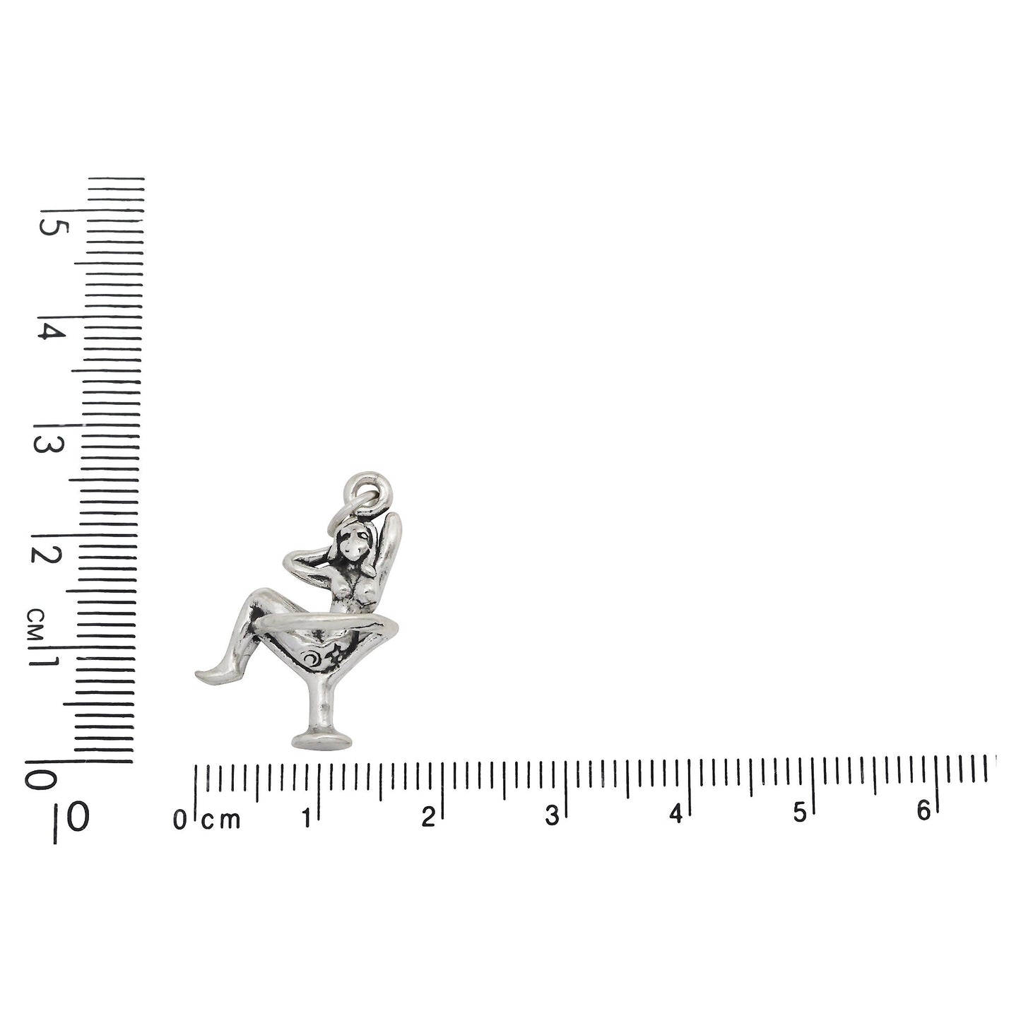 Sterling Silver, 16.5mm Width by 11.3mm Length by 22.4mm Height, Woman in Martini Glass Charm. Quantity Per Pack: 1 Piece.