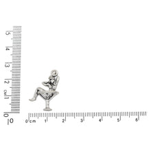 Load image into Gallery viewer, Sterling Silver, 16.5mm Width by 11.3mm Length by 22.4mm Height, Woman in Martini Glass Charm. Quantity Per Pack: 1 Piece.