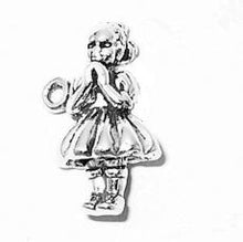 Load image into Gallery viewer, Charms. Sterling Silver, 10.7mm Width by 9.5mm Length by 22.8mm Height, Girl Praying Charm. Quantity Per Pack: 1 Piece.