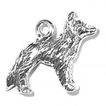 Load image into Gallery viewer, Charms. Sterling Silver, 18.6mm Width by 5.3mm Length by 15.4mm Height, Border Collie Dog Charm. Quantity Per Pack: 1 Piece.