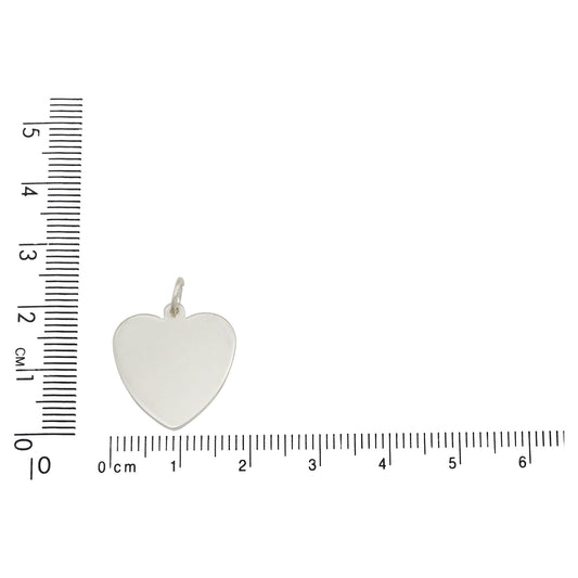 Sterling Silver, 18.0mm Width by 0.8mm Length by 19.7mm Height, Flat Heart Charm. Quantity Per Pack: 1 Piece.