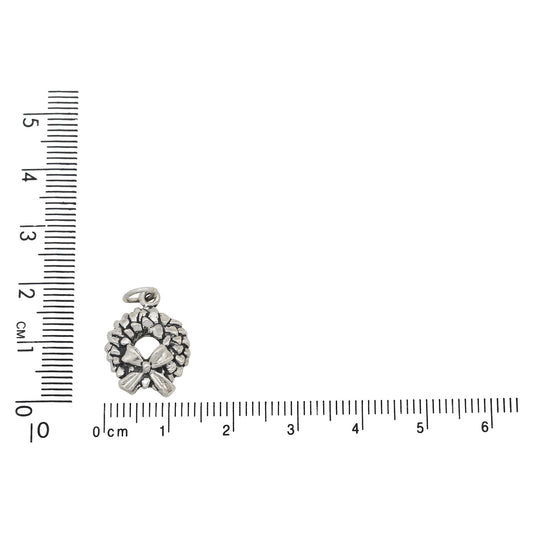 Sterling Silver, 13.3mm Width by 4.5mm Length by 18.1mm Height, Wreath Charm. Quantity Per Pack: 1 Piece.
