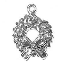 Load image into Gallery viewer, Charms. Sterling Silver, 13.3mm Width by 4.5mm Length by 18.1mm Height, Wreath Charm. Quantity Per Pack: 1 Piece.