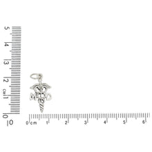 Load image into Gallery viewer, Sterling Silver, 11.5mm Width by 2.9mm Length by 21.4mm Height, Caduceus, Medical Symbol Charm. Quantity Per Pack: 1 Piece.