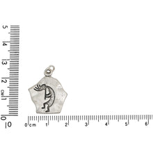 Load image into Gallery viewer, Sterling Silver, 20.5mm Width by 2.7mm Length by 24.5mm Height, Kokopelli on Petroglyph Charm. Quantity Per Pack: 1 Piece.