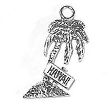 Load image into Gallery viewer, Charms. Sterling Silver, 16.3mm Width by 4.1mm Length by 21.1mm Height, Palm Tree With Hawaii Charm. Quantity Per Pack: 1 Piece.