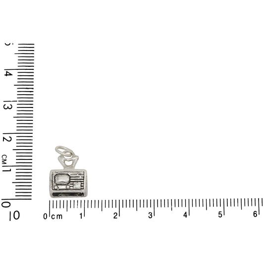 Sterling Silver, 10.9mm Width by 7.0mm Length by 13.7mm Height, TV Console Charm. Quantity Per Pack: 1 Piece.