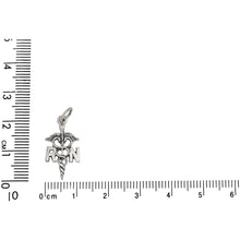 Load image into Gallery viewer, Sterling Silver, 11.0mm Width by 2.6mm Length by 21.0mm Height, Caduceus, Medical Symbol Charm. Quantity Per Pack: 1 Piece.
