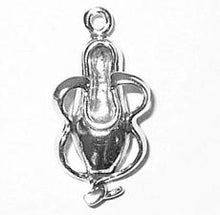 Load image into Gallery viewer, Charms. Sterling Silver, 10.9mm Width by 5.5mm Length by 20.4mm Height, Ballet Slipper Charm. Quantity Per Pack: 1 Piece.