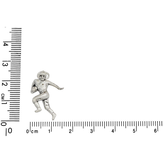 Sterling Silver, 7.7mm Width by 15.8mm Length by 23.9mm Height, Football Player Charm. Quantity Per Pack: 1 Piece.