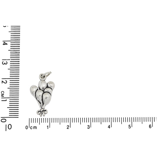 Sterling Silver, 12.5mm Width by 3.7mm Length by 21.8mm Height, Balloon Bouquet Charm. Quantity Per Pack: 1 Piece.