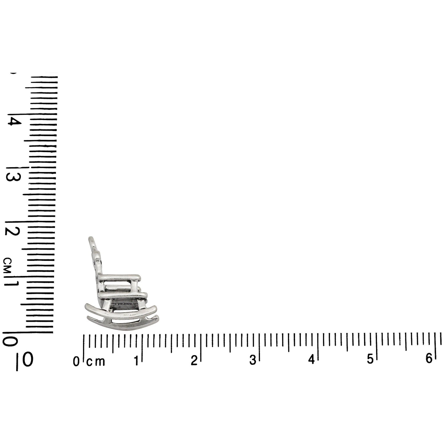 Sterling Silver, 9.0mm Width by 12.3mm Length by 16.3mm Height, Rocking Chair Charm. Quantity Per Pack: 1 Piece.