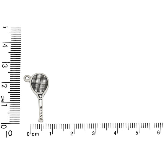 Sterling Silver, 24.1mm Width by 1.5mm Length by 11.9mm Height, Tennis Racket Charm. Quantity Per Pack: 1 Piece.