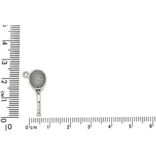Load image into Gallery viewer, Sterling Silver, 24.1mm Width by 1.5mm Length by 11.9mm Height, Tennis Racket Charm. Quantity Per Pack: 1 Piece.