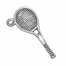 Load image into Gallery viewer, Charms. Sterling Silver, 24.1mm Width by 1.5mm Length by 11.9mm Height, Tennis Racket Charm. Quantity Per Pack: 1 Piece.