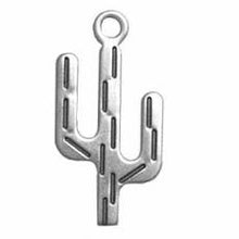 Load image into Gallery viewer, Charms. Sterling Silver, 22.7mm Width by 0.8mm Length by 25.4mm Height, Saguaro Cactus Charm. Quantity Per Pack: 1 Piece.