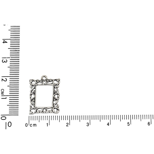 Sterling Silver, 15.5mm Width by 1.4mm Length by 20.1mm Height, Picture Frame Charm. Quantity Per Pack: 1 Piece.