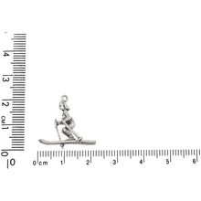 Load image into Gallery viewer, Sterling Silver, 21.8mm Width by 7.0mm Length by 20.2mm Height, Female Snow Skier Charm. Quantity Per Pack: 1 Piece.
