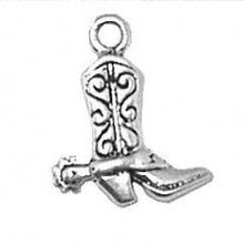 Load image into Gallery viewer, Charms. Sterling Silver, 14.0mm Width by 3.0mm Length by 17.1mm Height, Cowboy Boot Charm. Quantity Per Pack: 1 Piece.