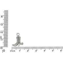 Load image into Gallery viewer, Sterling Silver, 14.0mm Width by 3.0mm Length by 17.1mm Height, Cowboy Boot Charm. Quantity Per Pack: 1 Piece.