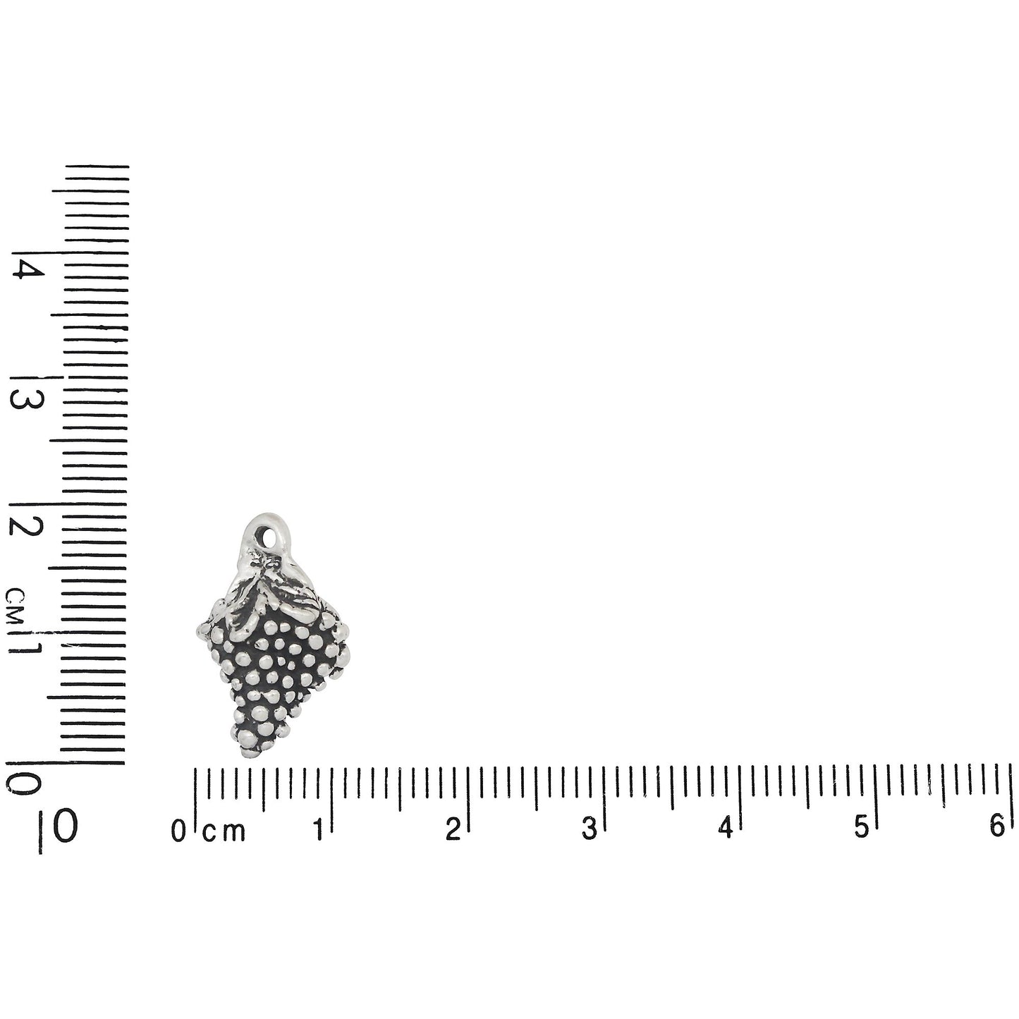 Sterling Silver, 11.1mm Width by 9.1mm Length by 18.2mm Height, Grapes Charm. Quantity Per Pack: 1 Piece.
