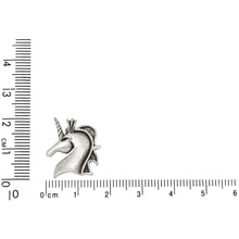 Load image into Gallery viewer, Sterling Silver, 16.6mm Width by 3.1mm Length by 19.8mm Height, Unicorn Head Pendant. Quantity Per Pack: 1 Piece.