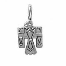 Load image into Gallery viewer, Charms. Sterling Silver, 9.2mm Width by 4.0mm Length by 18.7mm Height, Thunderbird Pendant. Quantity Per Pack: 1 Piece.