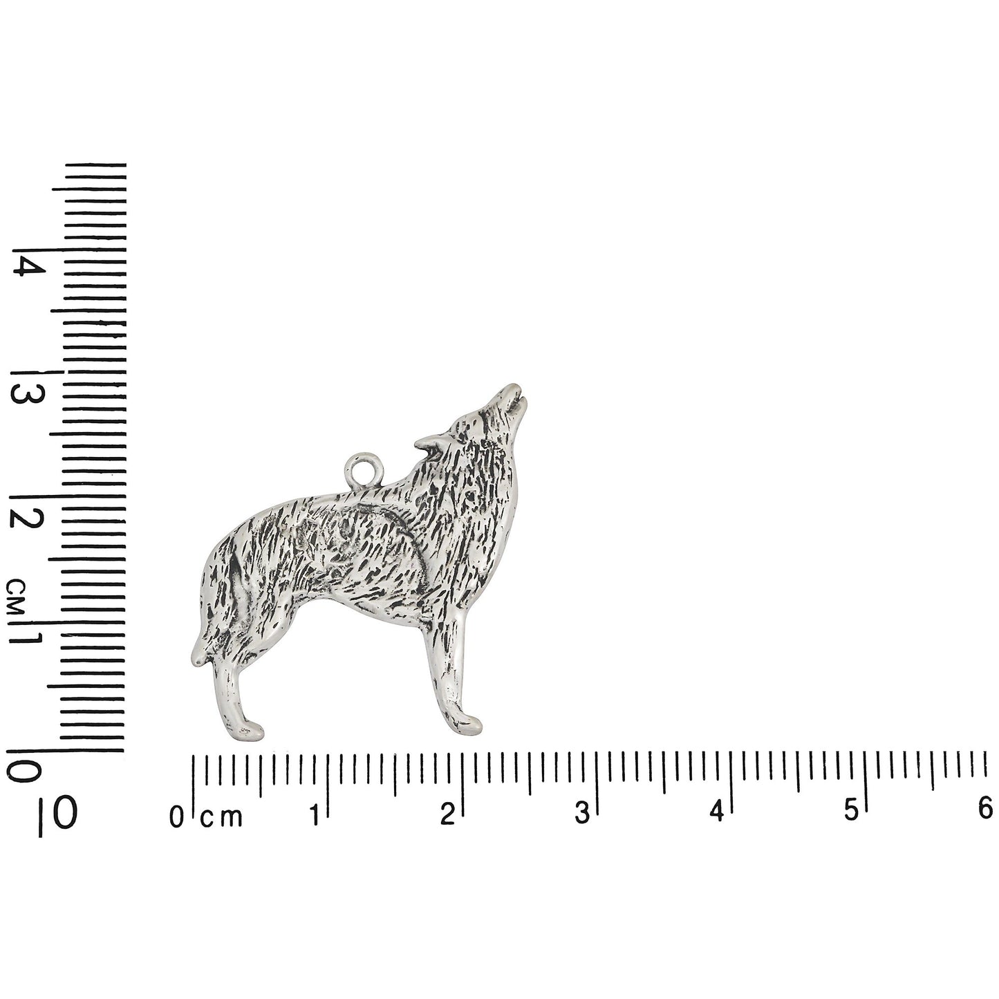 Sterling Silver, 22.4mm Width by 1.5mm Length by 28.0mm Height, Wolf (Right) Charm. Quantity Per Pack: 1 Piece.