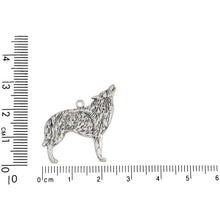Load image into Gallery viewer, Sterling Silver, 22.4mm Width by 1.5mm Length by 28.0mm Height, Wolf (Right) Charm. Quantity Per Pack: 1 Piece.