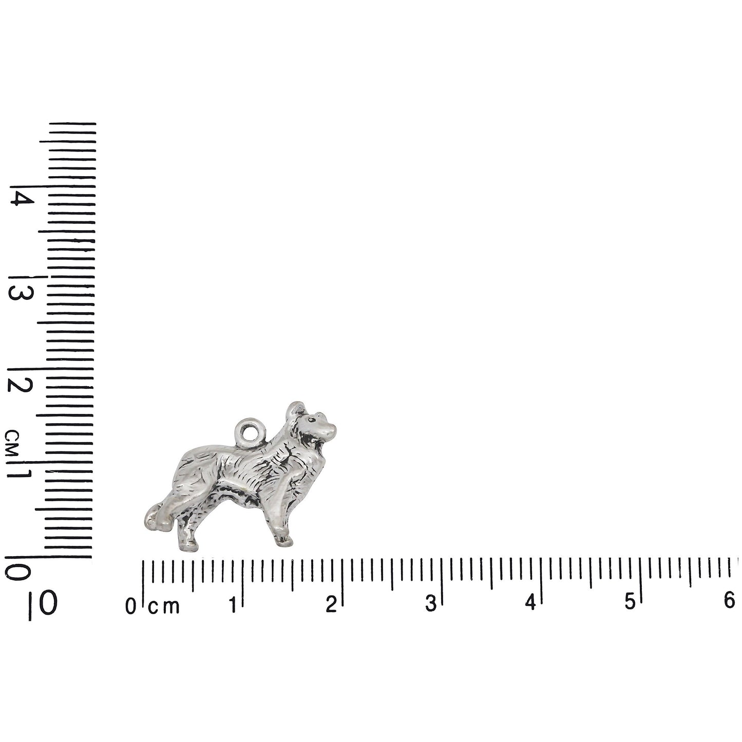 Sterling Silver, 19.1mm Width by 6.8mm Length by 14.7mm Height, Collie Dog Charm. Quantity Per Pack: 1 Piece.