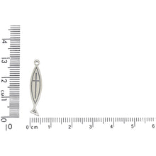 Load image into Gallery viewer, Sterling Silver, 5.8mm Width by 1.0mm Length by 28.7mm Height, Fish Cross Charm. Quantity Per Pack: 1 Piece.
