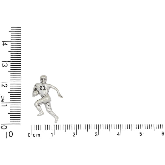 Sterling Silver, 6.8mm Width by 13.8mm Length by 22.5mm Height, Football Player Charm. Quantity Per Pack: 1 Piece.