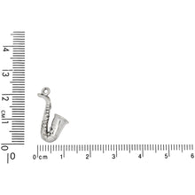 Load image into Gallery viewer, Sterling Silver, 16.0mm Width by 5.9mm Length by 20.4mm Height, Saxophone Charm. Quantity Per Pack: 1 Piece.