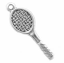 Load image into Gallery viewer, Charms. Sterling Silver, 10.3mm Width by 2.5mm Length by 31.3mm Height, Tennis Racket Charm. Quantity Per Pack: 1 Piece.