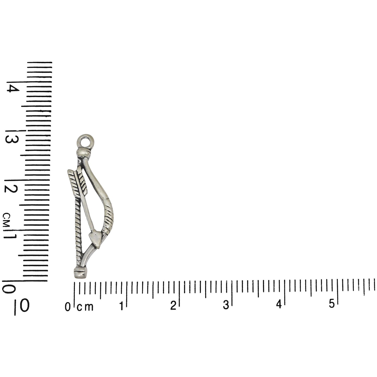 Sterling Silver, 9.6mm Width by 2.4mm Length by 29.1mm Height, Bow & Arrow Charm. Quantity Per Pack: 1 Piece.