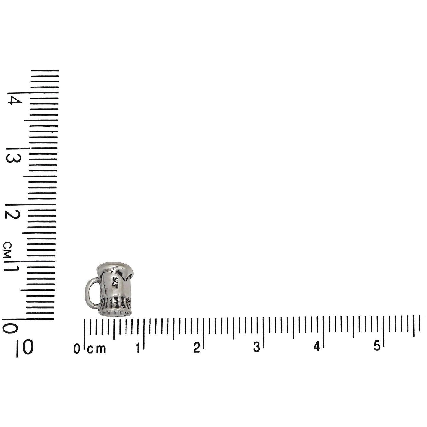 Sterling Silver, 8.1mm Width by 6.1mm Length by 8.8mm Height, Beer Mug Charm. Quantity Per Pack: 1 Piece.
