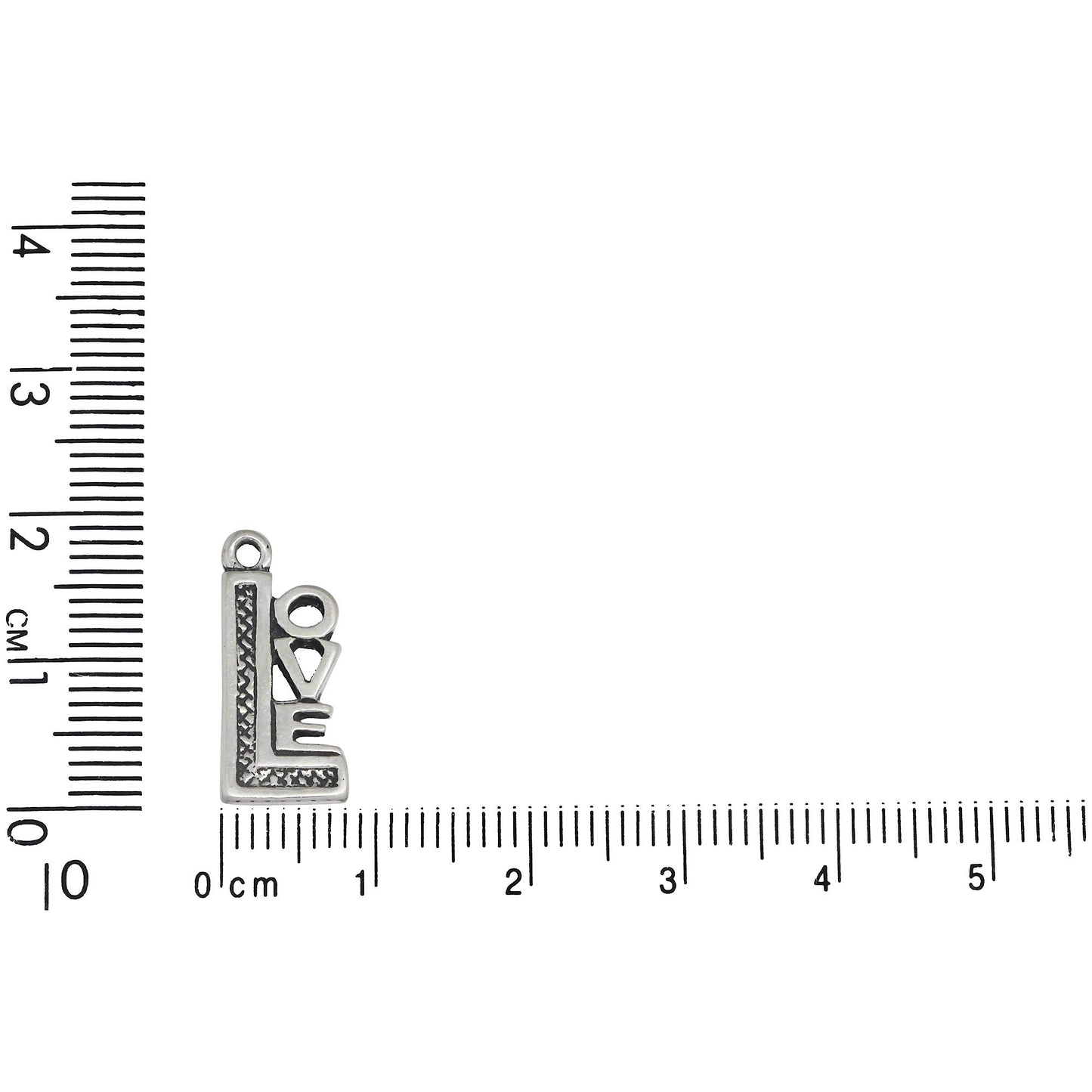 Sterling Silver, 8.5mm Width by 1.5mm Length by 18.7mm Height, Love Charm. Quantity Per Pack: 1 Piece.