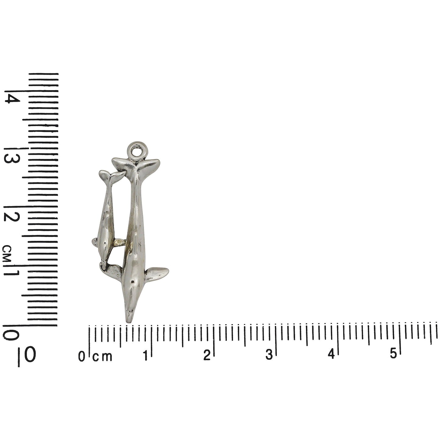 Sterling Silver, 13.1mm Width by 6.7mm Length by 29.9mm Height, Dolphin With Calf Charm. Quantity Per Pack: 1 Piece.