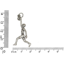Load image into Gallery viewer, Sterling Silver, 19.9mm Width by 9.4mm Length by 36.5mm Height, Basketball Player Charm. Quantity Per Pack: 1 Piece.