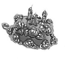 Load image into Gallery viewer, Charms. Sterling Silver, 14.1mm Width by 8.9mm Length by 16.0mm Height, Birthday Cake With 3 Candles Charm. Quantity Per Pack: 1 Piece.