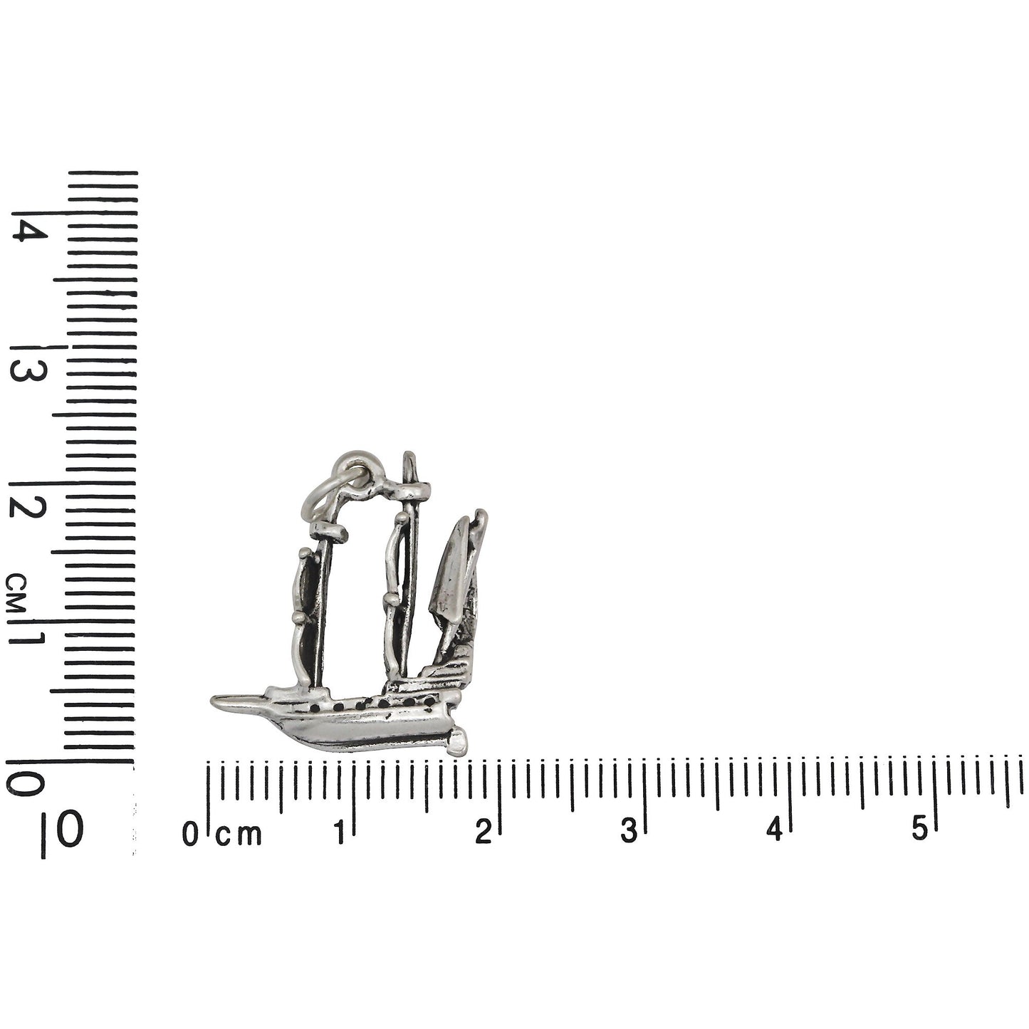 Sterling Silver, 18.1mm Width by 6.9mm Length by 22.0mm Height, Pirate Ship Charm. Quantity Per Pack: 1 Piece.